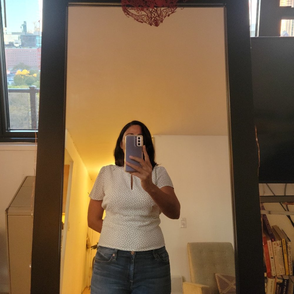 Abercrombie & Fitch, White Polka Dot White Shirt